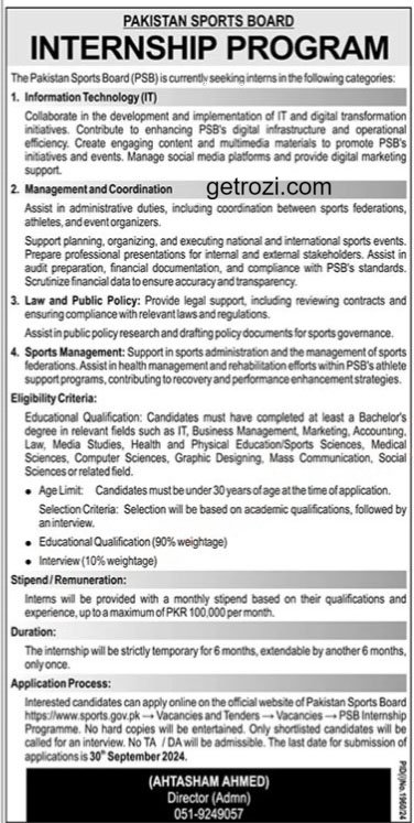 Latest-Pakistan-Sports-Board-Jobs-in-Islamabad-September-2024