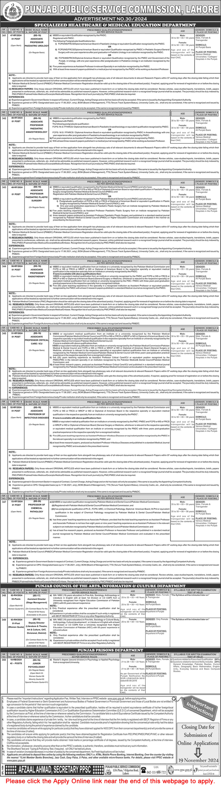 PPSC Jobs 2024 Advertisement in Punjab